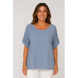 Blusa manga corta mujer lino