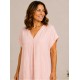 Vestido liso cuello pico mujer