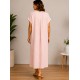Vestido liso cuello pico mujer