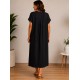 Vestido liso cuello pico mujer
