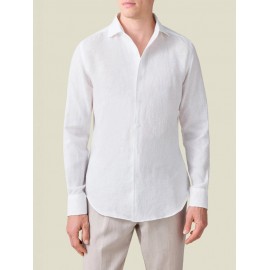 Camisa lino hombre cuello italiano