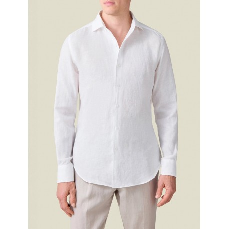 Camisa lino hombre cuello italiano