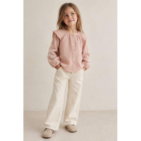 Blusa bambula niña bordados Newness