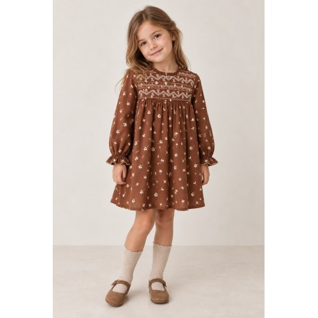 Vestido niña flores canesú Newness