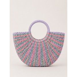 Bolso rafia tricolor mujer