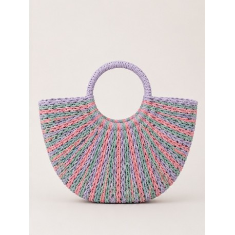 Bolso rafia tricolor mujer