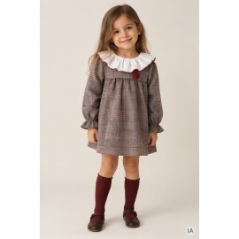 Vestido niña cuadros pompón