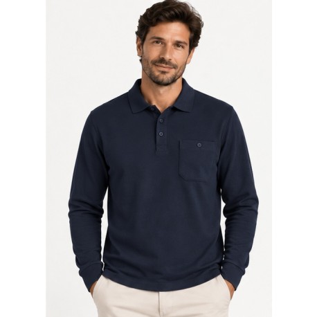 Polo manga larga hombre bolsillo