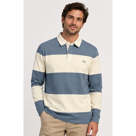 Polo rayas manga larga hombre
