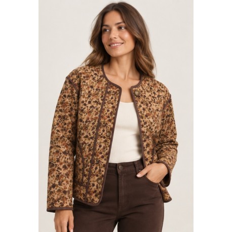 Chaqueta estampado flores mujer