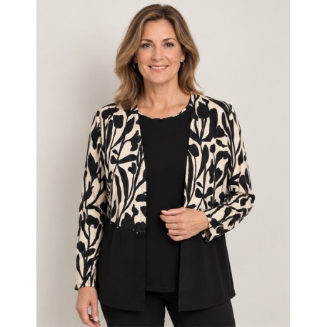 Camiseta efecto doble estampada mujer