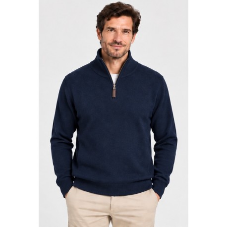 Jersey punto media cremallera hombre