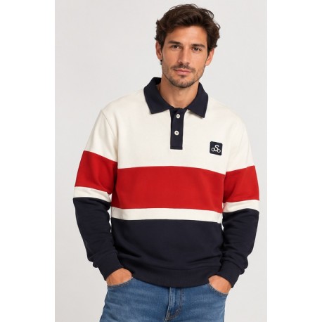 Sudadera tricolor hombre cuello polo