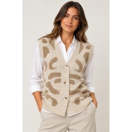 Chaleco punto Animal Print mujer