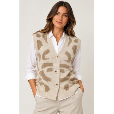 Chaleco punto Animal Print mujer