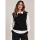 Chaleco perlas+blusa mujer