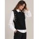 Chaleco perlas+blusa mujer
