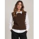 Chaleco perlas+blusa mujer