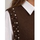 Chaleco perlas+blusa mujer
