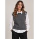 Chaleco perlas+blusa mujer