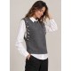 Chaleco perlas+blusa mujer
