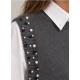 Chaleco perlas+blusa mujer