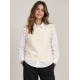 Chaleco perlas+blusa mujer