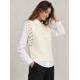 Chaleco perlas+blusa mujer