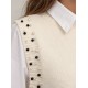 Chaleco perlas+blusa mujer