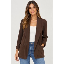 Blazer lisa bolsillos mujer