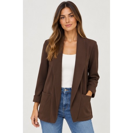 Blazer lisa bolsillos mujer