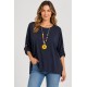 Camiseta manga fruncida+collar mujer