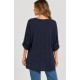 Camiseta manga fruncida+collar mujer