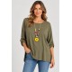 Camiseta manga fruncida+collar mujer