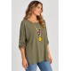Camiseta manga fruncida+collar mujer