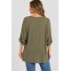 Camiseta manga fruncida+collar mujer