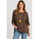 Camiseta manga fruncida+collar mujer