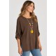 Camiseta manga fruncida+collar mujer