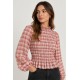 Blusa frunces manga larga mujer