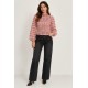 Blusa frunces manga larga mujer