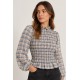 Blusa frunces manga larga mujer