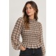 Blusa frunces manga larga mujer