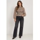 Blusa frunces manga larga mujer