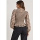 Blusa frunces manga larga mujer