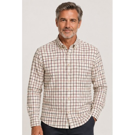 Camisas	 Camisa viyela hombre cuadros beige