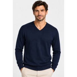 Jersey punto cuello pico hombre
