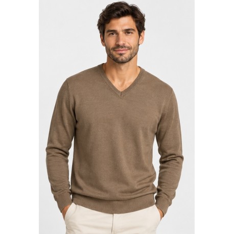 Jersey punto cuello pico hombre