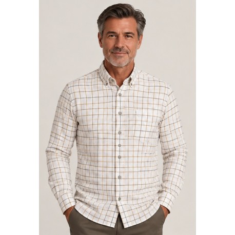 Camisa hombre cuadros manga larga viyela
