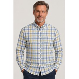 Camisa cuadros hombre manga larga