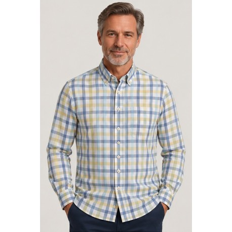 Camisa cuadros hombre manga larga
